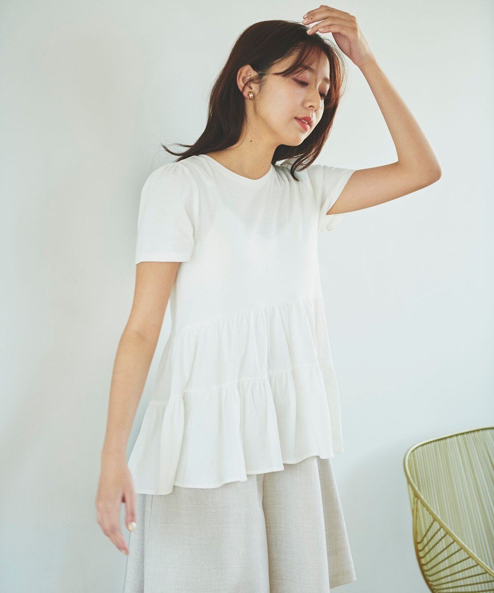 【フェルゥ/Feroux】の【UVケア】ティアードチュニック Tシャツ インテリア・キッズ・メンズ・レディースファッション・服の通販 founy(ファニー) 　ファッション　Fashion　レディースファッション　WOMEN　トップス・カットソー　Tops/Tshirt　シャツ/ブラウス　Shirts/Blouses　ロング / Tシャツ　T-Shirts　カットソー　Cut and Sewn　カットソー　Cut And Sew　コンパクト　Compact　チュニック　Tunic　ティアード　Tiered　ボトム　Bottom　夏　Summer　春　Spring　S/S・春夏　Ss・Spring/Summer　ホワイト系|ID: prp329100004521457 ipo3291000000031978408