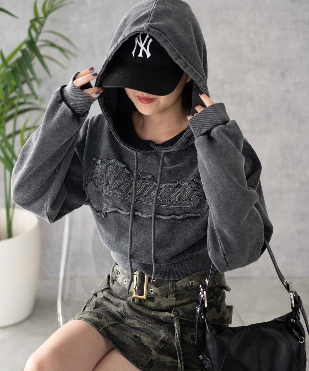 【ウィゴー/WEGO】のロゴアシッドウォッシュパーカー インテリア・キッズ・メンズ・レディースファッション・服の通販 founy(ファニー) 　ファッション　Fashion　レディースファッション　WOMEN　トップス・カットソー　Tops/Tshirt　パーカ　Sweats　ウォッシュ　Wash　ショート　Short　スマホ　Smartphone　ダメージ　Damage　デニム　Denim　ハーフ　Half　パーカー　Hoodie　フロント　Front　ロング　Long　冬　Winter　春　Spring　秋　Autumn/Fall　A/W・秋冬　Aw・Autumn/Winter・Fw・Fall-Winter　スミクロ|ID: prp329100004521474 ipo3291000000031978621