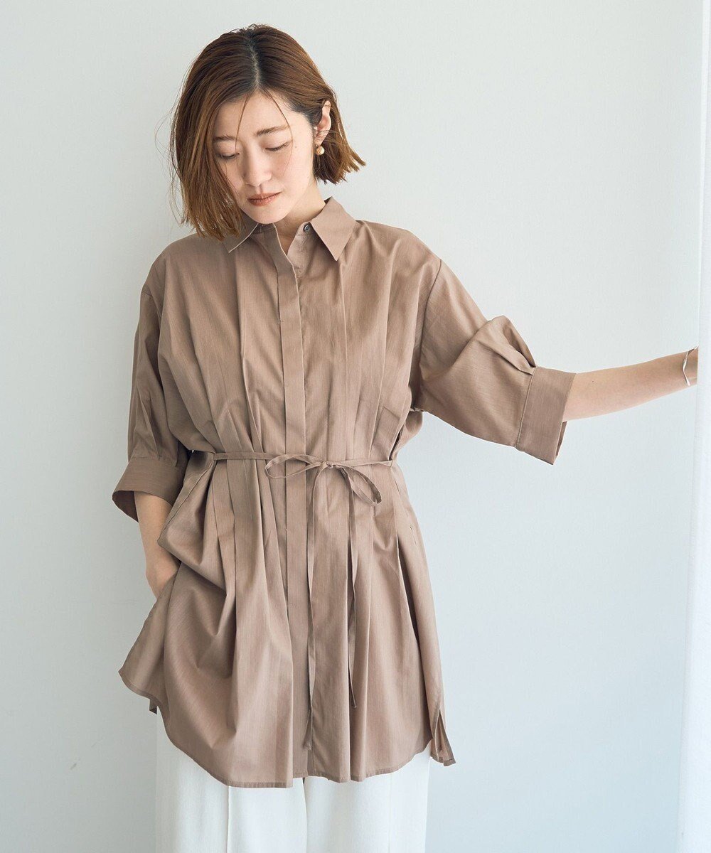 【イェッカ ヴェッカ/YECCA VECCA】の【ORGABITS】タックロングシャツ インテリア・キッズ・メンズ・レディースファッション・服の通販 founy(ファニー) 　ファッション　Fashion　レディースファッション　WOMEN　トップス・カットソー　Tops/Tshirt　シャツ/ブラウス　Shirts/Blouses　春　Spring　フロント　Front　ペーパー　Paper　ポケット　Pocket　S/S・春夏　Ss・Spring/Summer　NEW・新作・新着・新入荷　New Arrivals　おすすめ　Recommend　夏　Summer　エレガント 上品　Elegant　Beige|ID: prp329100004521561 ipo3291000000031979489