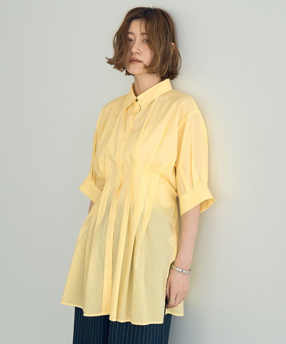 【イェッカ ヴェッカ/YECCA VECCA】の【ORGABITS】タックロングシャツ インテリア・キッズ・メンズ・レディースファッション・服の通販 founy(ファニー) 　ファッション　Fashion　レディースファッション　WOMEN　トップス・カットソー　Tops/Tshirt　シャツ/ブラウス　Shirts/Blouses　春　Spring　フロント　Front　ペーパー　Paper　ポケット　Pocket　S/S・春夏　Ss・Spring/Summer　NEW・新作・新着・新入荷　New Arrivals　おすすめ　Recommend　夏　Summer　エレガント 上品　Elegant　Yellow|ID: prp329100004521561 ipo3291000000031979490