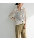 【グリーンパークス/Green Parks】の襟付きメッシュ編みZIPカーディガン Light Gray|ID: prp329100004521569 ipo3291000000031979552