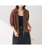 【グリーンパークス/Green Parks】の襟付きメッシュ編みZIPカーディガン Brown|ID: prp329100004521569 ipo3291000000031979556