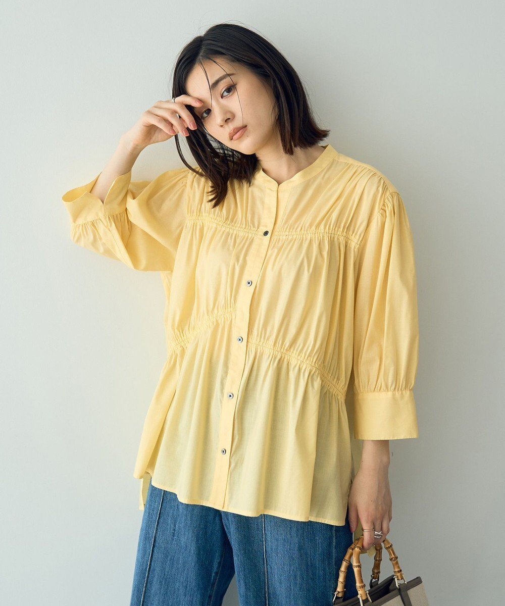 【イェッカ ヴェッカ/YECCA VECCA】の【ORGABITS】ギャザーデザインシャツ インテリア・キッズ・メンズ・レディースファッション・服の通販 founy(ファニー) 　ファッション　Fashion　レディースファッション　Fashion for Women　トップス・カットソー　Cut & Sew Tops　シャツ・ブラウス・オフィスカジュアル　Elegant Blouses & Button-Ups　春　Spring　ギャザー　Gathered, Ruffled　シンプル　Simple, Minimal　ペーパー　Paper, Kraft Paper　ポケット　Pocket, Pocket Detail　S/S・春夏　SS, Spring/Summer, Warm Season　おすすめ　Recommended / Our Picks　夏　Summer　Yellow|ID: prp329100004521572 ipo3291000000032968688