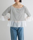 【グリーンパークス/Green Parks】の異素材ボーダーペプラムカットソー Off White|ID: prp329100004521578 ipo3291000000031979650