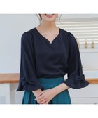 【ティアクラッセ/Tiaclasse】の【洗える】リボンフレアスリーブブラウス ネイビー|ID: prp329100004521595 ipo3291000000031979767