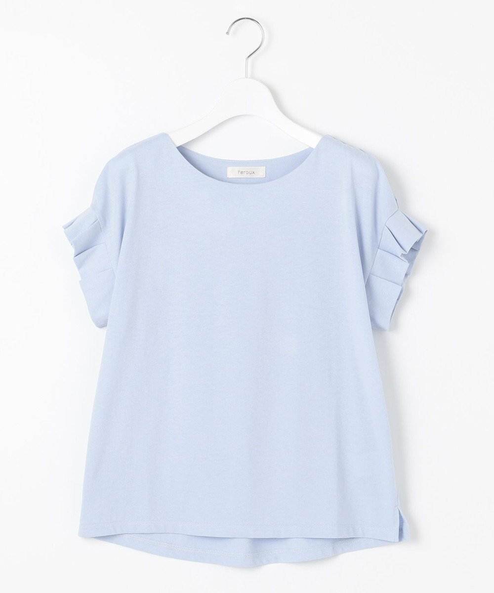 【フェルゥ/Feroux】の【UVケア】タックスリーブ Tシャツ インテリア・キッズ・メンズ・レディースファッション・服の通販 founy(ファニー) 　ファッション　Fashion　レディースファッション　WOMEN　トップス・カットソー　Tops/Tshirt　シャツ/ブラウス　Shirts/Blouses　ロング / Tシャツ　T-Shirts　カットソー　Cut and Sewn　おすすめ　Recommend　カットソー　Cut And Sew　スリーブ　Sleeve　フリル　Frills　夏　Summer　春　Spring　S/S・春夏　Ss・Spring/Summer　ビジネス 仕事 通勤　Business　スカイブルー系|ID: prp329100004521605 ipo3291000000031979863