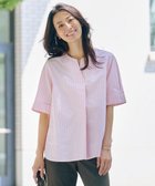 【ジェイ プレス/J.PRESS】の【洗える】BEZ 空羽ストライプ クルーネック ブラウス ピンク系|ID: prp329100004521647 ipo3291000000032736967