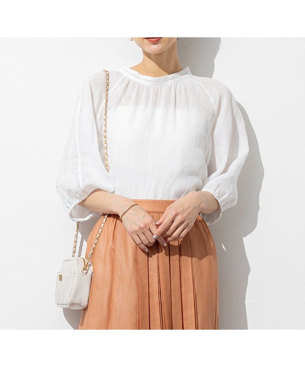 【23区/NIJYUSANKU】の【洗える】LIBECOリネン ボリュームスリーブ ブラウス インテリア・キッズ・メンズ・レディースファッション・服の通販 founy(ファニー) 　ファッション　Fashion　レディースファッション　Fashion for Women　トップス・カットソー　Cut & Sew Tops　シャツ・ブラウス・オフィスカジュアル　Elegant Blouses & Button-Ups　ボリューム袖・フリルスリーブブラウス　Voluminous & Ruffle Sleeves / Puffy Sleeve Tops　エアリー　Airy Texture　春　Spring　洗える　Machine Washable　スリーブ　Sleeve, Long Sleeve / Short Sleeve　トレンド　Trend, Trending Now　ラベンダー　Lavender　リネン　Linen, Linen Fabric　レース　Lace, Lace Fabric　ローズ　Rose, Rose Motif　S/S・春夏　SS, Spring/Summer, Warm Season　夏　Summer　2025年　2025　2025春夏・S/S　Spring/Summer 2025 SS25　ホワイト系|ID: prp329100004521650 ipo3291000000036295373