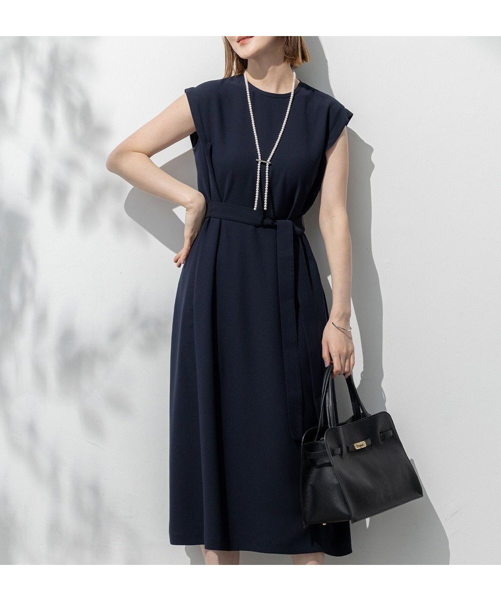 【23区/NIJYUSANKU】の【吸水速乾/UVカット/接触冷感/洗える】ストレッチジョーゼット ワンピース インテリア・キッズ・メンズ・レディースファッション・服の通販 founy(ファニー) 　ファッション　Fashion　レディースファッション　Fashion for Women　ワンピース　Dresses　春　Spring　洗える　Machine Washable　吸水　Absorbent, Quick-Dry　サテン　Satin, Glossy Fabric　ジャケット　Jacket, Outerwear　ジョーゼット　Georgette, Semi-Sheer Fabric　ストレッチ　Stretch, Stretchy Fabric　セットアップ　Set-Up, Coordinated Outfit　ペチコート　Petticoat, Underskirt　S/S・春夏　SS, Spring/Summer, Warm Season　おすすめ　Recommended / Our Picks　夏　Summer　2025年　2025　2025春夏・S/S　Spring/Summer 2025 SS25　ネイビー系|ID: prp329100004521663 ipo3291000000033400148