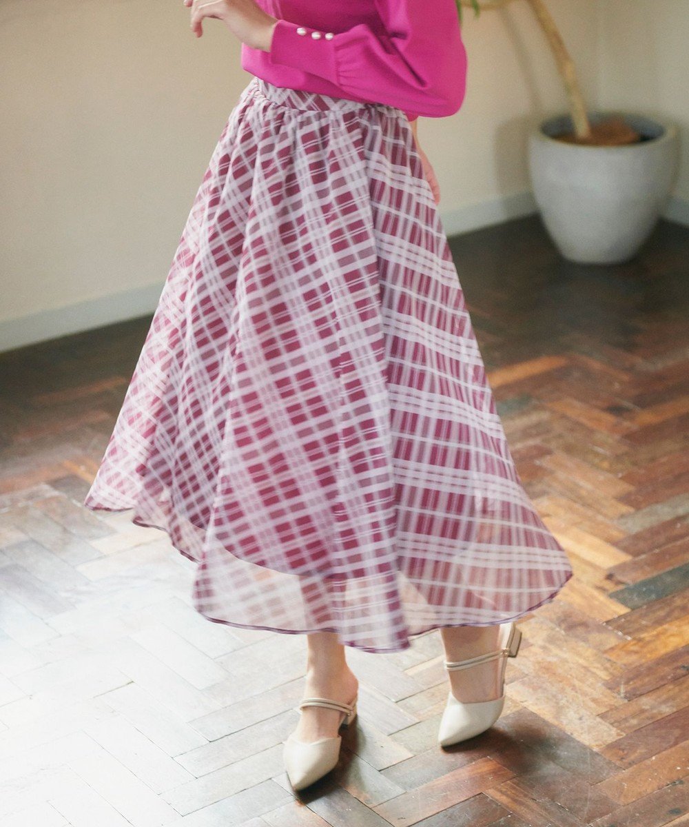 【フェルゥ/Feroux】の楊柳チェックフレア スカート 人気、トレンドファッション・服の通販 founy(ファニー) 　ファッション　Fashion　レディースファッション　WOMEN　スカート　Skirt　Aライン/フレアスカート　Flared A-Line Skirts　シアー　Sheer　シフォン　Chiffon　チェック　Check　トレンド　Trend　フレア　Flare　プリント　Print　夏　Summer　春　Spring　S/S・春夏　Ss・Spring/Summer　 other-1|ID: prp329100004521725 ipo3291000000031980971