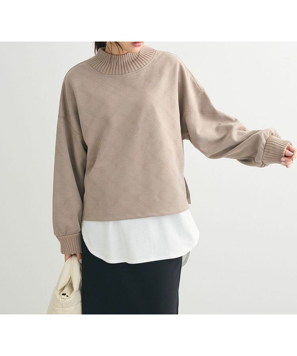 【グリーンパークス/Green Parks】の・ELENCARE DUE エンボスプルオーバー インテリア・キッズ・メンズ・レディースファッション・服の通販 founy(ファニー) 　ファッション　Fashion　レディースファッション　WOMEN　トップス・カットソー　Tops/Tshirt　シャツ/ブラウス　Shirts/Blouses　ロング / Tシャツ　T-Shirts　プルオーバー　Pullover　カットソー　Cut and Sewn　おすすめ　Recommend　カットソー　Cut And Sew　チェック　Check　ポケット　Pocket　A/W・秋冬　Aw・Autumn/Winter・Fw・Fall-Winter　Gray Beige|ID: prp329100004521922 ipo3291000000031983225