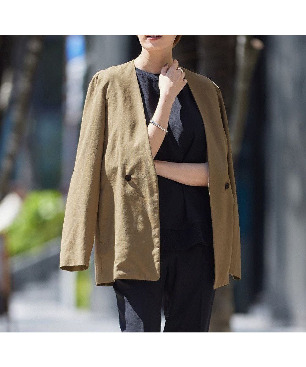 【アイシービー/iCB】の【洗える】 UnleashLite ノーカラージャケット インテリア・キッズ・メンズ・レディースファッション・服の通販 founy(ファニー) 　ファッション　Fashion　レディースファッション　Fashion for Women　アウター　Coat / Outerwear Collection　レディースジャケット・軽アウター　Jackets　ノーカラージャケット / シンプル上品コーデ　Collarless Jackets　春　Spring　洗える　Machine Washable　ジャケット　Jacket, Outerwear　セットアップ　Set-Up, Coordinated Outfit　リネン　Linen, Linen Fabric　リラックス　Relax, Relaxed Fit　S/S・春夏　SS, Spring/Summer, Warm Season　おすすめ　Recommended / Our Picks　夏　Summer　2023春夏・S/S　Spring/Summer 2023 SS23　2023年　2023　オリーブ系|ID: prp329100004521981 ipo3291000000032650604