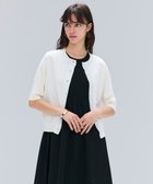 【ベイジ,/BEIGE,】の【洗える】VALOIS / ジョーゼットトリム半袖カーディガン Ecru|ID: prp329100004522026 ipo3291000000031984366