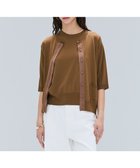 【ベイジ,/BEIGE,】の【洗える】VALOIS / ジョーゼットトリム半袖カーディガン Brown|ID: prp329100004522026 ipo3291000000031984370