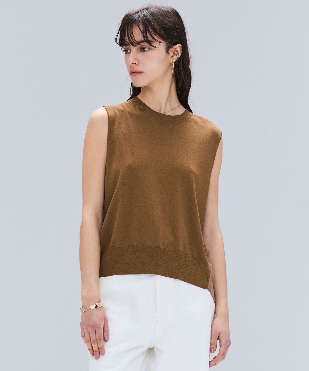 【ベイジ,/BEIGE,】の【洗える】VALOIS / バックシフォンレーヤードニット インテリア・キッズ・メンズ・レディースファッション・服の通販 founy(ファニー) 　ファッション　Fashion　レディースファッション　Fashion for Women　トップス・カットソー　Cut & Sew Tops　ニット　Knit Tops & Sweaters　アンサンブル　Ensemble Set　カーディガン　Cardigan, Knitwear　コンパクト　Compact, Small Size　コンビ　Combo, Combination Style　シフォン　Chiffon, Lightweight Fabric　ジョーゼット　Georgette, Semi-Sheer Fabric　スリット　Slit, Slit Detail　セーター　Sweater, Knitwear　ドッキング　Docking, Mixed Material　リラックス　Relax, Relaxed Fit　人気　Popular, Best Seller　半袖　Short Sleeve, Half Sleeve　夏　Summer　定番　Standard, Basic Item　春　Spring　S/S・春夏　SS, Spring/Summer, Warm Season　洗える　Machine Washable　Brown|ID: prp329100004522028 ipo3291000000032736890