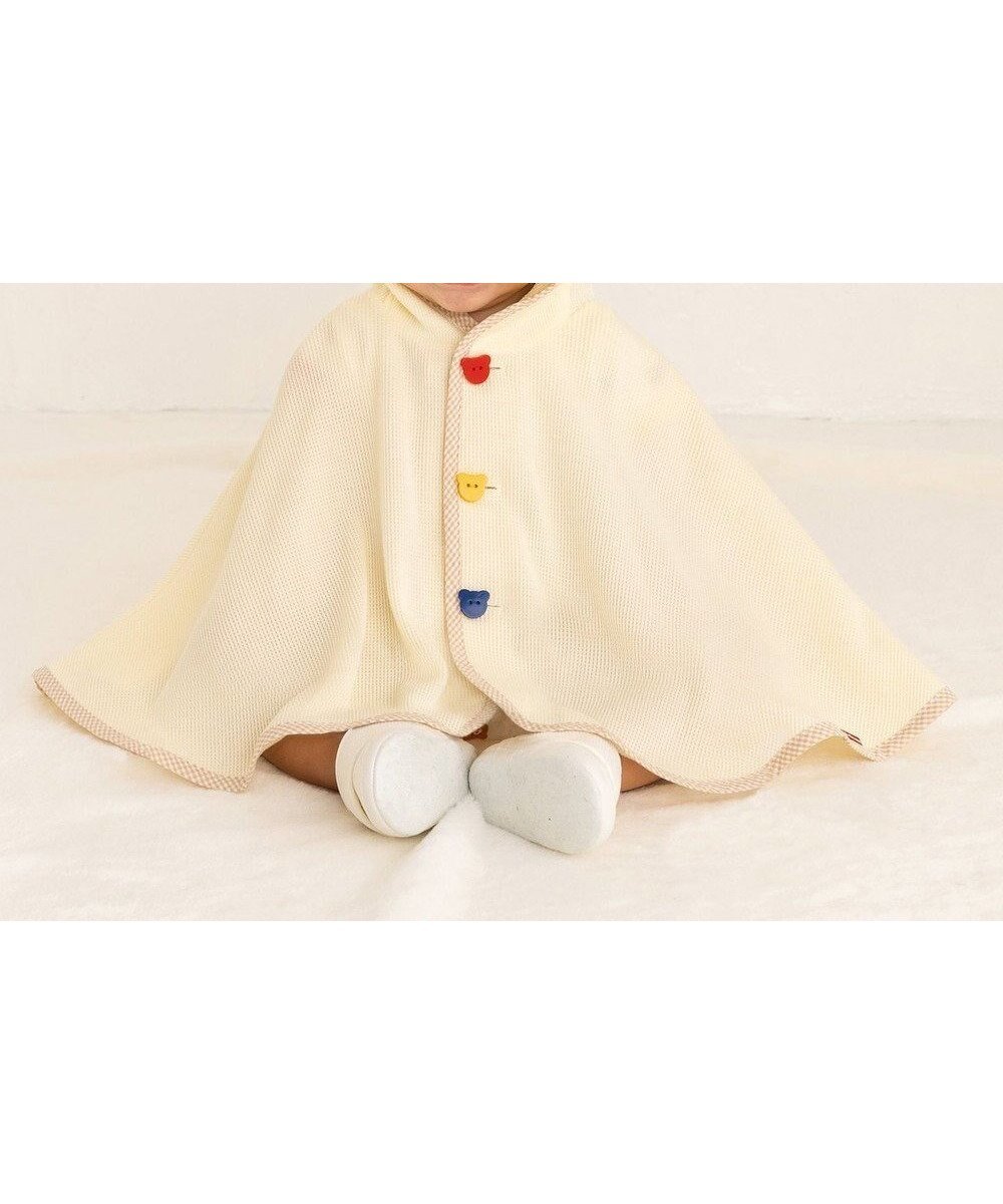 【ミキハウスホットビスケッツ/MIKI HOUSE HOT BISCUITS / KIDS】の【70-90cm】 顔ドン ワッフル素材 おでかけポンチョ インテリア・キッズ・メンズ・レディースファッション・服の通販 founy(ファニー) 　ファッション　Fashion　キッズファッション　KIDS　カラフル　Colorful　カーディガン　Cardigan　ベビー　Baby　ポンチョ　Poncho　ワッフル　Waffle　人気　Popularity　夏　Summer　アイボリー|ID: prp329100004522282 ipo3291000000031987732