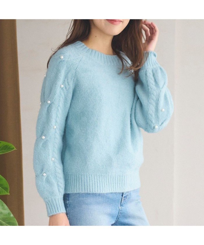 【フェルゥ/Feroux】の【洗える】パールスリーブ ケーブルニット インテリア・キッズ・メンズ・レディースファッション・服の通販 founy(ファニー) https://founy.com/ ファッション Fashion レディースファッション WOMEN トップス・カットソー Tops/Tshirt ニット Knit Tops アクリル Acrylic シンプル Simple スリーブ Sleeve セーター Sweater デニム Denim パール Pearl フェミニン Feminine ボトム Bottom 洗える Washable 無地 Plain Color A/W・秋冬 Aw・Autumn/Winter・Fw・Fall-Winter |ID: prp329100004522472 ipo3291000000031990041