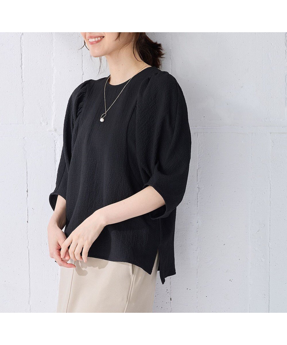 【エニー/ANY】のボリュームショルダーふくれプルオーバー インテリア・キッズ・メンズ・レディースファッション・服の通販 founy(ファニー) 　ファッション　Fashion　レディースファッション　Fashion for Women　トップス・カットソー　Cut & Sew Tops　シャツ・ブラウス・オフィスカジュアル　Elegant Blouses & Button-Ups　ロングTシャツ・Tシャツ　Longline T-Shirts & Tees　カジュアルプルオーバー・ニットトップス　Pullovers & Knit Tops / Casual Pullovers　カットソー・ベーシックTシャツ　Cut-and-Sewn Tops / Stretch Tees & Basics　カットソー　Cut and Sewn Top　ギャザー　Gathered, Ruffled　ショルダー　Shoulder, Shoulder Strap　シンプル　Simple, Minimal　スリット　Slit, Slit Detail　トレンド　Trend, Trending Now　ベスト　Vest, Waistcoat　ワイド　Wide, Wide Fit　エレガント 上品　Elegant　夏　Summer　春　Spring　S/S・春夏　SS, Spring/Summer, Warm Season　ブラック|ID: prp329100004522606 ipo3291000000034297875