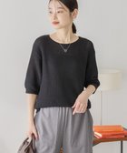 【アメリカンホリック/AMERICAN HOLIC】の透かし編み半袖ニットプルオーバー Black|ID: prp329100004522676 ipo3291000000033665866