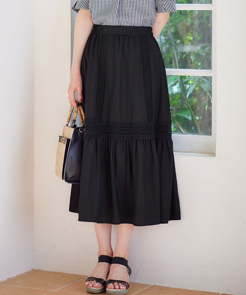 【エニィ スィス/any SiS】の【洗える】レースポイントティアード スカート 人気、トレンドファッション・服の通販 founy(ファニー) 　ファッション　Fashion　レディースファッション　WOMEN　スカート　Skirt　ティアードスカート　Tiered Skirts　春　Spring　洗える　Washable　ギャザー　Gather　ケミカル　Chemical　軽量　Lightweight　シンプル　Simple　ストレッチ　Stretch　ダウン　Down　ティアードスカート　Tiered Skirt　フェミニン　Feminine　フレア　Flare　レース　Race　S/S・春夏　Ss・Spring/Summer　再入荷　Restock/Back In Stock/Re Arrival　夏　Summer　 other-1|ID: prp329100004522700 ipo3291000000031992117