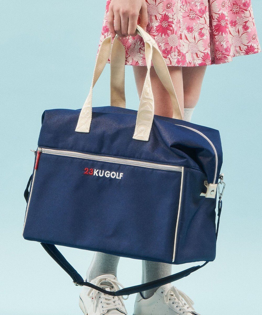 【23区 ゴルフ/NIJYUSANKU GOLF】のシューズ収納付【UNISEX】合皮×デニム調ボストンバッグ インテリア・キッズ・メンズ・レディースファッション・服の通販 founy(ファニー) 　ファッション　Fashion　レディースファッション　WOMEN　バッグ　Bag　コンパクト　Compact　軽量　Lightweight　シューズ　Shoes　ショルダー　Shoulder　デニム　Denim　ドット　Dot　バケツ　Bucket　ボストン　Boston　ボストンバッグ　Boston Bag　ポケット　Pocket　ポーチ　Pouch　ユニセックス　Unisex　再入荷　Restock/Back In Stock/Re Arrival　おすすめ　Recommend　旅行　Travel　ネイビー系|ID: prp329100004522710 ipo3291000000031992204