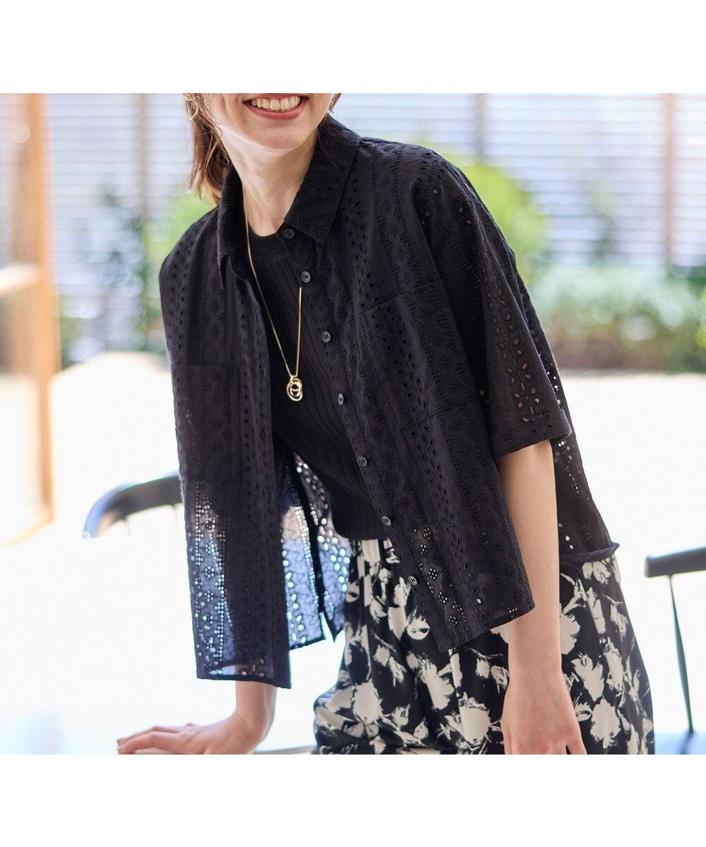 【エニィファム/any FAM】のエンブロイダリーシャツ インテリア・キッズ・メンズ・レディースファッション・服の通販 founy(ファニー) 　ファッション　Fashion　レディースファッション　WOMEN　トップス・カットソー　Tops/Tshirt　シャツ/ブラウス　Shirts/Blouses　NEW・新作・新着・新入荷　New Arrivals　おすすめ　Recommend　エンブロイダリー　Embroidery　カーゴパンツ　Cargo Pants　スリット　Slit　デニム　Denim　フェミニン　Feminine　ロング　Long　ワイド　Wide　夏　Summer　春　Spring　S/S・春夏　Ss・Spring/Summer　ブラック|ID: prp329100004522725 ipo3291000000031992340