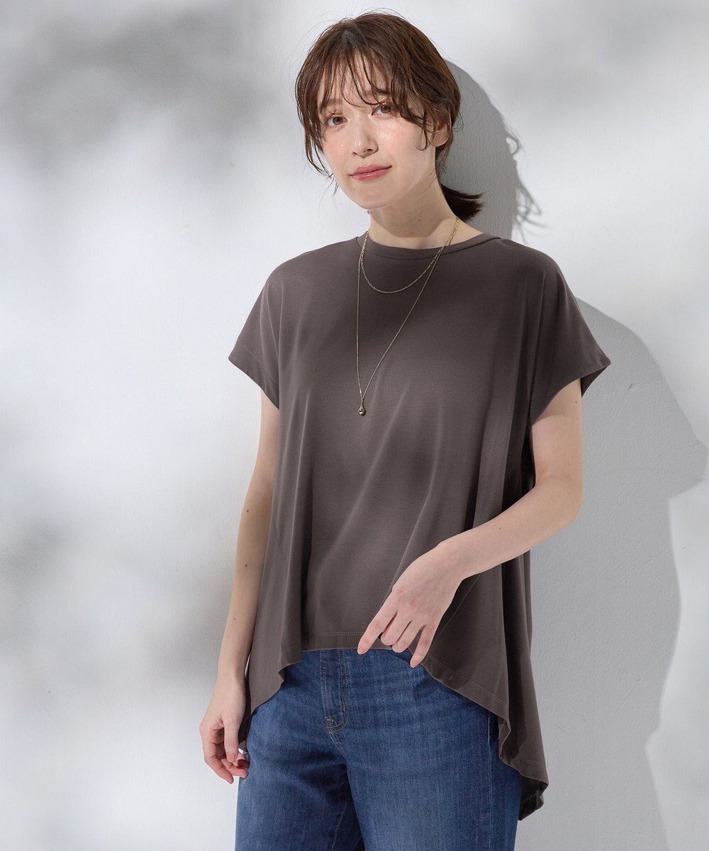 【エニィファム/any FAM】の【洗濯機可/UVケア】シルケットスムースチュニック インテリア・キッズ・メンズ・レディースファッション・服の通販 founy(ファニー) 　ファッション　Fashion　レディースファッション　WOMEN　トップス・カットソー　Tops/Tshirt　シャツ/ブラウス　Shirts/Blouses　ロング / Tシャツ　T-Shirts　カットソー　Cut and Sewn　NEW・新作・新着・新入荷　New Arrivals　おすすめ　Recommend　カットソー　Cut And Sew　スリーブ　Sleeve　チュニック　Tunic　フレンチ　French　夏　Summer　春　Spring　S/S・春夏　Ss・Spring/Summer　ブラウン|ID: prp329100004522728 ipo3291000000031992367