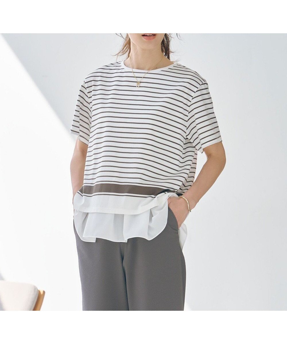 【ジェイ プレス/J.PRESS】の【洗える】パネルボーダー Tシャツ 人気、トレンドファッション・服の通販 founy(ファニー) 　ファッション　Fashion　レディースファッション　Fashion for Women　トップス・カットソー　Cut & Sew Tops　シャツ・ブラウス・オフィスカジュアル　Elegant Blouses & Button-Ups　ロングTシャツ・Tシャツ　Longline T-Shirts & Tees　カットソー・ベーシックTシャツ　Cut-and-Sewn Tops / Stretch Tees & Basics　春　Spring　洗える　Machine Washable　カットソー　Cut and Sewn Top　クロップド　Cropped, Short Length　シルケット　Silket, Silky Cotton　デニム　Denim, Jeans Material　フォルム　Silhouette, Form　ボーダー　Border, Stripe　ワイド　Wide, Wide Fit　S/S・春夏　SS, Spring/Summer, Warm Season　夏　Summer　エレガント 上品　Elegant　 other-1|ID: prp329100004522732 ipo3291000000032285072