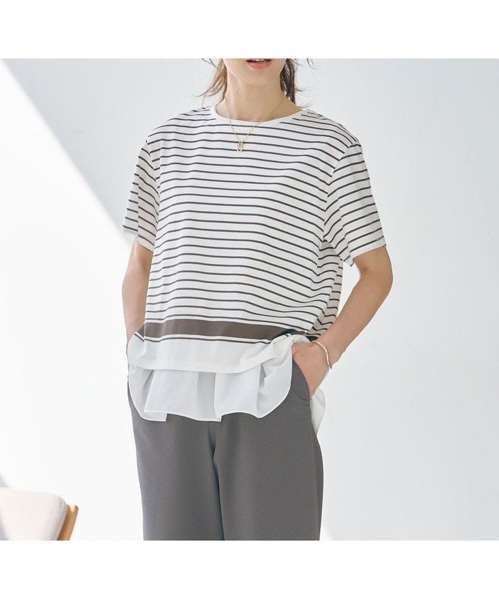 【ジェイ プレス/J.PRESS】の【洗える】パネルボーダー Tシャツ インテリア・キッズ・メンズ・レディースファッション・服の通販 founy(ファニー) https://founy.com/ ファッション Fashion レディースファッション Fashion for Women トップス・カットソー Cut & Sew Tops シャツ・ブラウス・オフィスカジュアル Elegant Blouses & Button-Ups ロングTシャツ・Tシャツ Longline T-Shirts & Tees カットソー・ベーシックTシャツ Cut-and-Sewn Tops / Stretch Tees & Basics 春 Spring 洗える Machine Washable カットソー Cut and Sewn Top クロップド Cropped, Short Length シルケット Silket, Silky Cotton デニム Denim, Jeans Material フォルム Silhouette, Form ボーダー Border, Stripe ワイド Wide, Wide Fit S/S・春夏 SS, Spring/Summer, Warm Season 夏 Summer エレガント 上品 Elegant |ID: prp329100004522732 ipo3291000000035846461