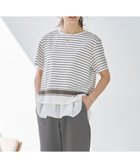 【ジェイ プレス/J.PRESS】の【洗える】パネルボーダー Tシャツ オフ×ダークブラウン系|ID: prp329100004522732 ipo3291000000035846465