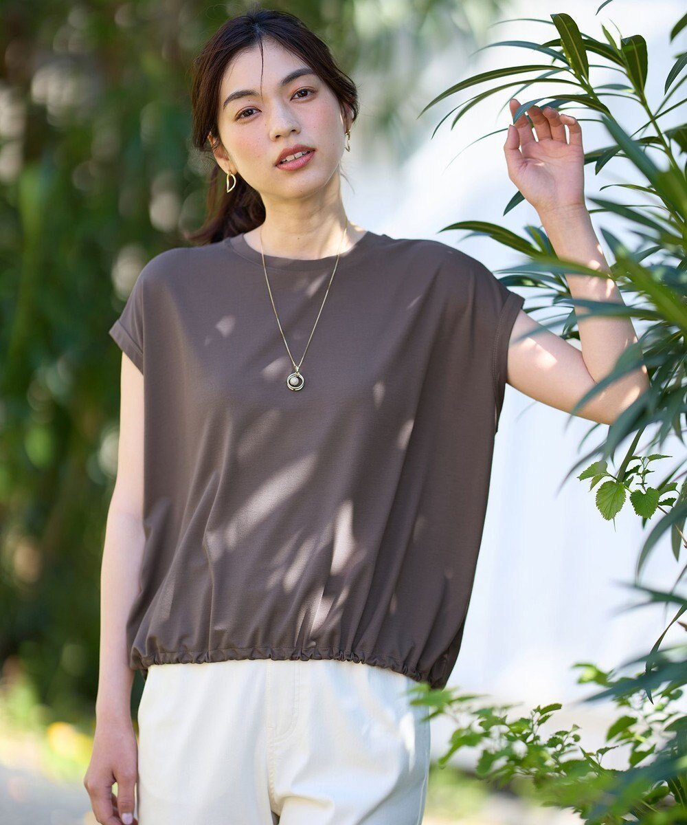 【エニィファム/any FAM】の【洗濯機可/UVケア】シルケットスムースドロストTシャツ インテリア・キッズ・メンズ・レディースファッション・服の通販 founy(ファニー) 　ファッション　Fashion　レディースファッション　WOMEN　トップス・カットソー　Tops/Tshirt　シャツ/ブラウス　Shirts/Blouses　ロング / Tシャツ　T-Shirts　カットソー　Cut and Sewn　NEW・新作・新着・新入荷　New Arrivals　おすすめ　Recommend　カットソー　Cut And Sew　カーゴパンツ　Cargo Pants　コンパクト　Compact　デニム　Denim　トレンド　Trend　バランス　Balance　夏　Summer　春　Spring　S/S・春夏　Ss・Spring/Summer　ブラウン|ID: prp329100004522749 ipo3291000000031992458