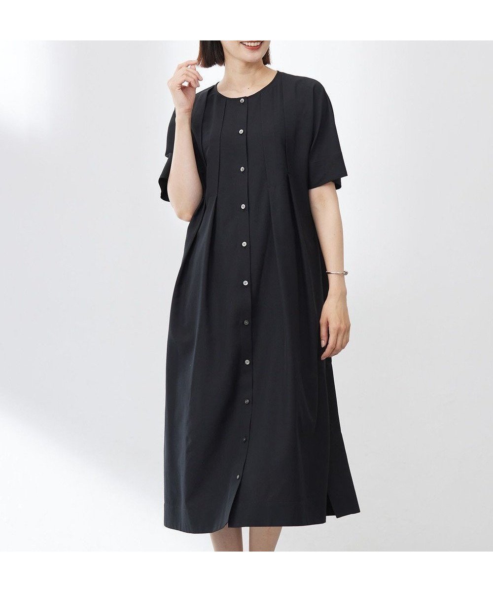【ジェイ プレス/J.PRESS】の【洗える・接触冷感】ライトタンブラー ワンピース インテリア・キッズ・メンズ・レディースファッション・服の通販 founy(ファニー) 　ファッション　Fashion　レディースファッション　WOMEN　ワンピース　Dress　春　Spring　洗える　Washable　ストレート　Straight　タンブラー　Tumbler　ネップ　Nep Yarn　フレア　Flare　フロント　Front　半袖　Short Sleeve　羽織　Haori　ロング　Long　S/S・春夏　Ss・Spring/Summer　おすすめ　Recommend　夏　Summer　ブラック系|ID: prp329100004522770 ipo3291000000032093092