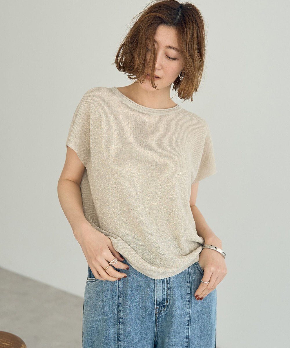 【イェッカ ヴェッカ/YECCA VECCA】のクルーネックラメシアーニット インテリア・キッズ・メンズ・レディースファッション・服の通販 founy(ファニー) 　ファッション　Fashion　レディースファッション　WOMEN　トップス・カットソー　Tops/Tshirt　ニット　Knit Tops　NEW・新作・新着・新入荷　New Arrivals　スリーブ　Sleeve　セーター　Sweater　フレンチ　French　ボトム　Bottom　ポケット　Pocket　エレガント 上品　Elegant　夏　Summer　春　Spring　S/S・春夏　Ss・Spring/Summer　畦　Ridge　Light Beige|ID: prp329100004522778 ipo3291000000031992647