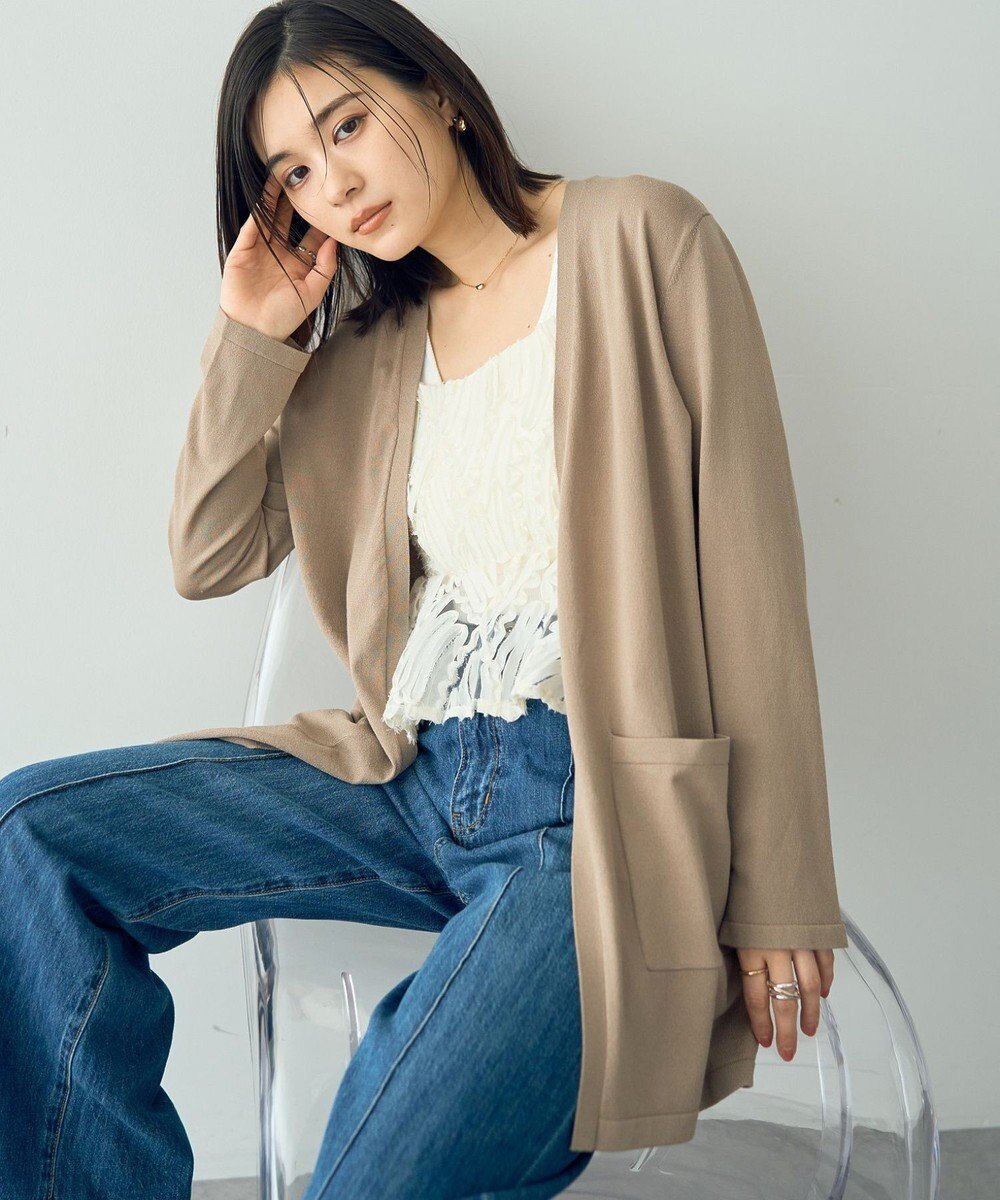 【イェッカ ヴェッカ/YECCA VECCA】のスリットミドル丈カーディガン インテリア・キッズ・メンズ・レディースファッション・服の通販 founy(ファニー) 　ファッション　Fashion　レディースファッション　WOMEN　トップス・カットソー　Tops/Tshirt　カーディガン　Cardigans　NEW・新作・新着・新入荷　New Arrivals　おすすめ　Recommend　カーディガン　Cardigan　シンプル　Simple　ストレート　Straight　スリット　Slit　ポケット　Pocket　ミドル　Middle　夏　Summer　春　Spring　S/S・春夏　Ss・Spring/Summer　Beige|ID: prp329100004522780 ipo3291000000031992667