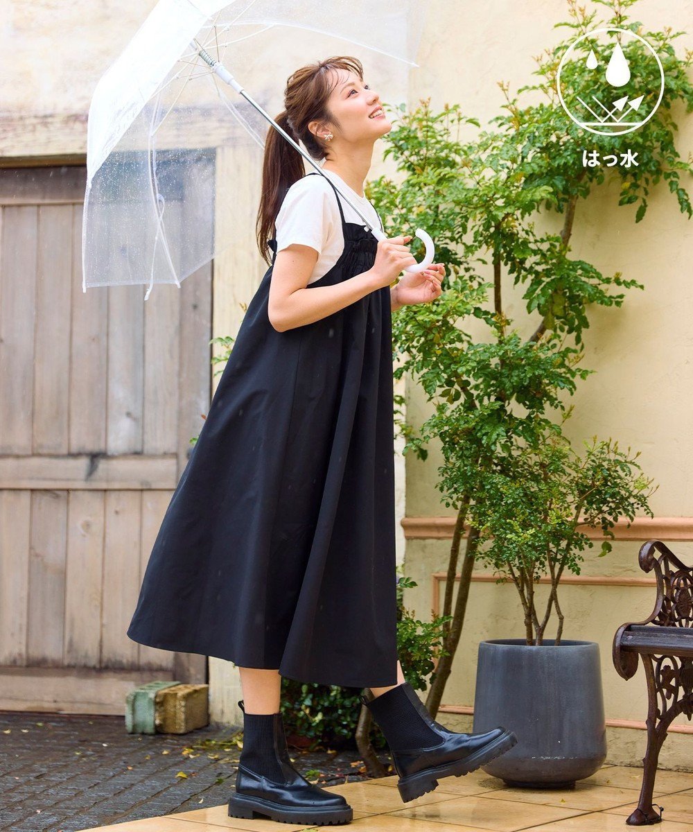 【フェルゥ/Feroux】の【洗える】レイヤード風 ギャザーワンピース インテリア・キッズ・メンズ・レディースファッション・服の通販 founy(ファニー) 　ファッション　Fashion　レディースファッション　Ladies' Fashion Online　ワンピース　Dress　キャミワンピース　Cami Dress　ギャザー　Gather　タフタ　Taffeta　フェミニン　Feminine　夏　Summer　春　Spring　S/S・春夏　Ss・Spring/Summer　洗える　Washable　ブラック系|ID: prp329100004522785 ipo3291000000032601111