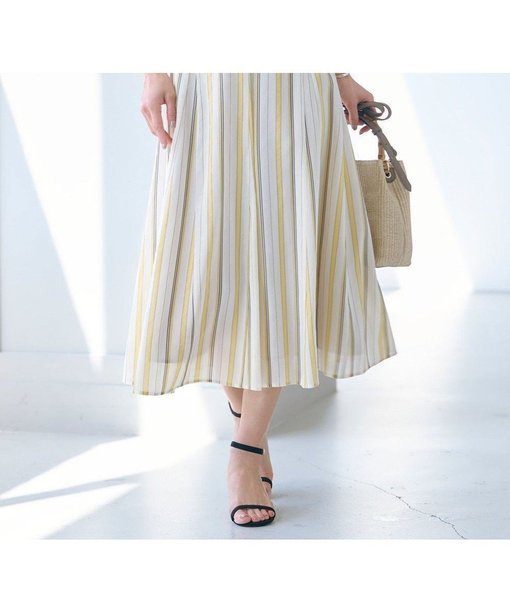 【ジェイ プレス/J.PRESS】の【洗える】ランダムストライプ スカート 人気、トレンドファッション・服の通販 founy(ファニー) 　ファッション　Fashion　レディースファッション　Fashion for Women　スカート　Skirts　春　Spring　洗える　Machine Washable　キュプラ　Cupro, Eco Fabric　切替　Switching, Contrast Panel　ストライプ　Stripe, Striped Pattern　フレア　Flare, Flared　ランダム　Random, Irregular　ワッシャー　Washer, Crinkled Finish　S/S・春夏　SS, Spring/Summer, Warm Season　夏　Summer　 other-1|ID: prp329100004522786 ipo3291000000033570855