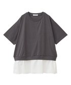 【グリーンパークス/Green Parks】の裾フリルドッキング5分袖プルオーバー Charcoal Gray|ID: prp329100004522858 ipo3291000000031993201