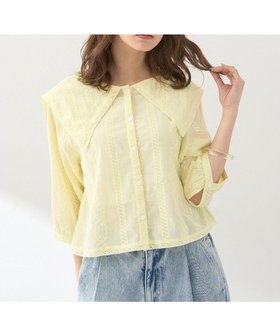 【アースミュージックアンドエコロジー/earth music&ecology】のビッグカラー刺繍ブラウス 人気、トレンドファッション・服の通販 founy(ファニー) ファッション Fashion レディースファッション Fashion for Women トップス・カットソー Cut & Sew Tops シャツ・ブラウス・オフィスカジュアル Elegant Blouses & Button-Ups おすすめ Recommended / Our Picks コンパクト Compact, Small Size デニム Denim, Jeans Material ビッグ Big, Oversized フォルム Silhouette, Form ボトム Bottoms, Lower Wear ポケット Pocket, Pocket Detail ミックス Mix, Mixed Style ワイド Wide, Wide Fit 再入荷 Restock / Back in Stock 夏 Summer 春 Spring S/S・春夏 SS, Spring/Summer, Warm Season |ID:prp329100004522872