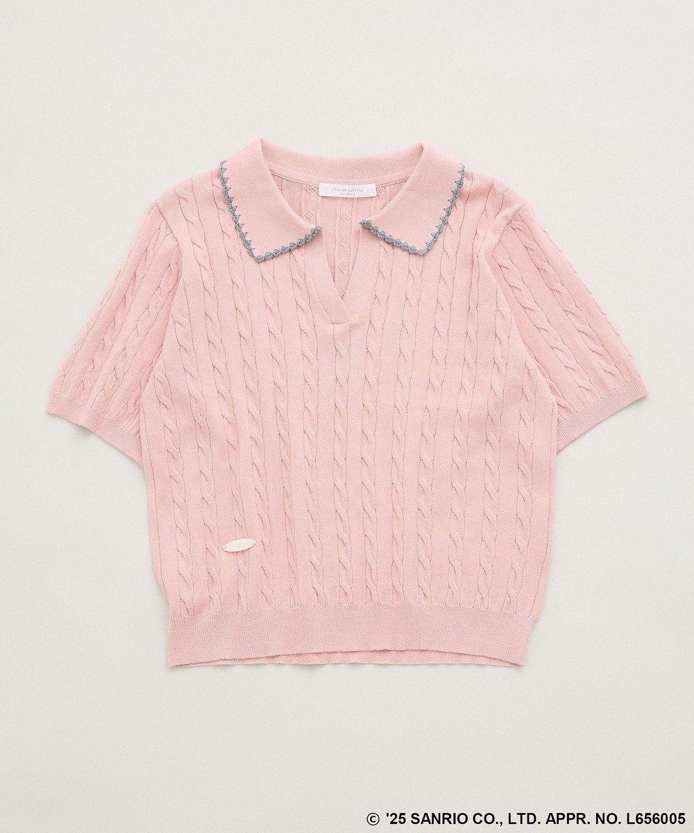 【グリーンパークス/Green Parks】のチャーミーキティ/衿付き半袖ケーブルニット 人気、トレンドファッション・服の通販 founy(ファニー) 　ファッション　Fashion　レディースファッション　WOMEN　トップス・カットソー　Tops/Tshirt　ニット　Knit Tops　NEW・新作・新着・新入荷　New Arrivals　おすすめ　Recommend　キャラクター　Character　コンパクト　Compact　セーター　Sweater　フェミニン　Feminine　ポケット　Pocket　ロング　Long　人気　Popularity　半袖　Short Sleeve　夏　Summer　春　Spring　S/S・春夏　Ss・Spring/Summer　 other-1|ID: prp329100004522875 ipo3291000000031993308