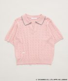【グリーンパークス/Green Parks】のチャーミーキティ/衿付き半袖ケーブルニット Pink|ID: prp329100004522875 ipo3291000000031993309