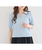 【グリーンパークス/Green Parks】のチャーミーキティ/衿付き半袖ケーブルニット Light Blue|ID: prp329100004522875 ipo3291000000031993310
