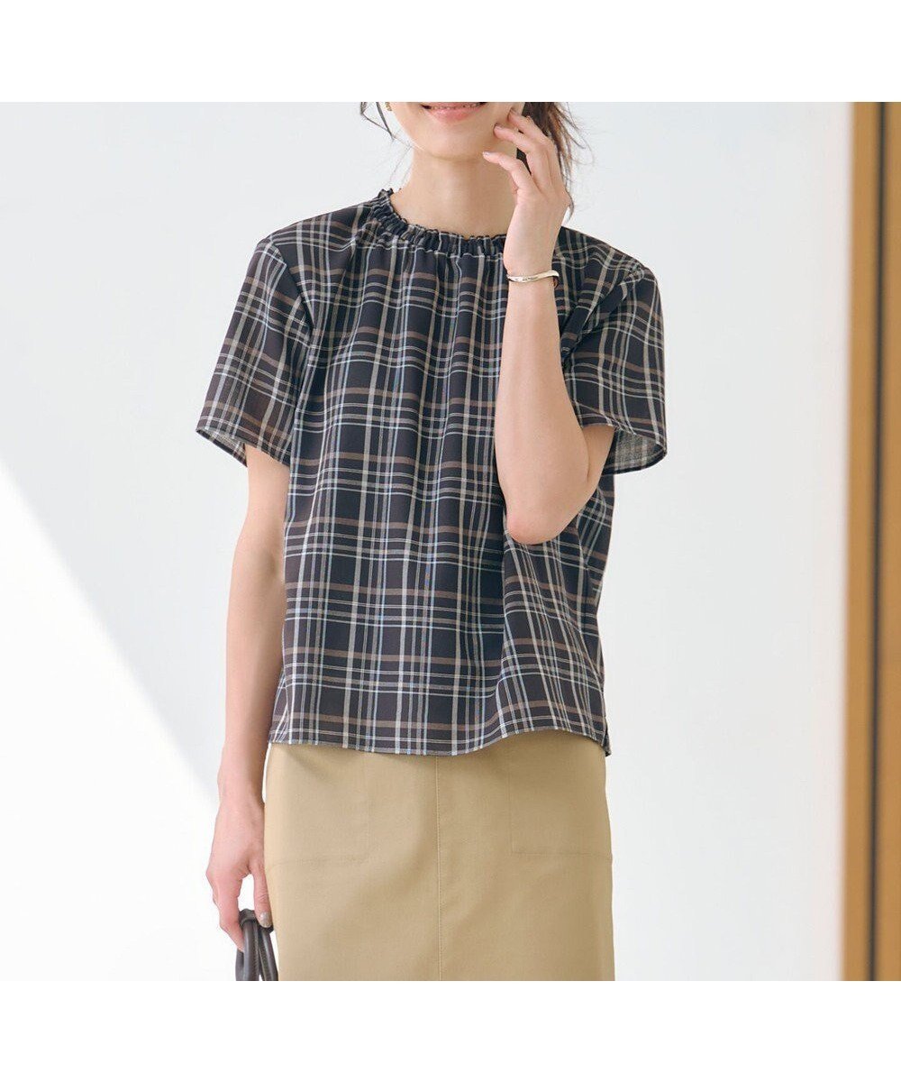 【ジェイ プレス/J.PRESS】の【洗える】シアーストライプ&チェック ブラウスライク カットソー 人気、トレンドファッション・服の通販 founy(ファニー) 　ファッション　Fashion　レディースファッション　Fashion for Women　トップス・カットソー　Cut & Sew Tops　シャツ・ブラウス・オフィスカジュアル　Elegant Blouses & Button-Ups　ロングTシャツ・Tシャツ　Longline T-Shirts & Tees　カットソー・ベーシックTシャツ　Cut-and-Sewn Tops / Stretch Tees & Basics　春　Spring　洗える　Machine Washable　カットソー　Cut and Sewn Top　ストライプ　Stripe, Striped Pattern　チェック　Check, Plaid, Tartan　なめらか　Smooth, Silky Texture　フリル　Frill, Ruffle　フレア　Flare, Flared　S/S・春夏　SS, Spring/Summer, Warm Season　夏　Summer　エレガント 上品　Elegant　 other-1|ID: prp329100004522921 ipo3291000000033572247