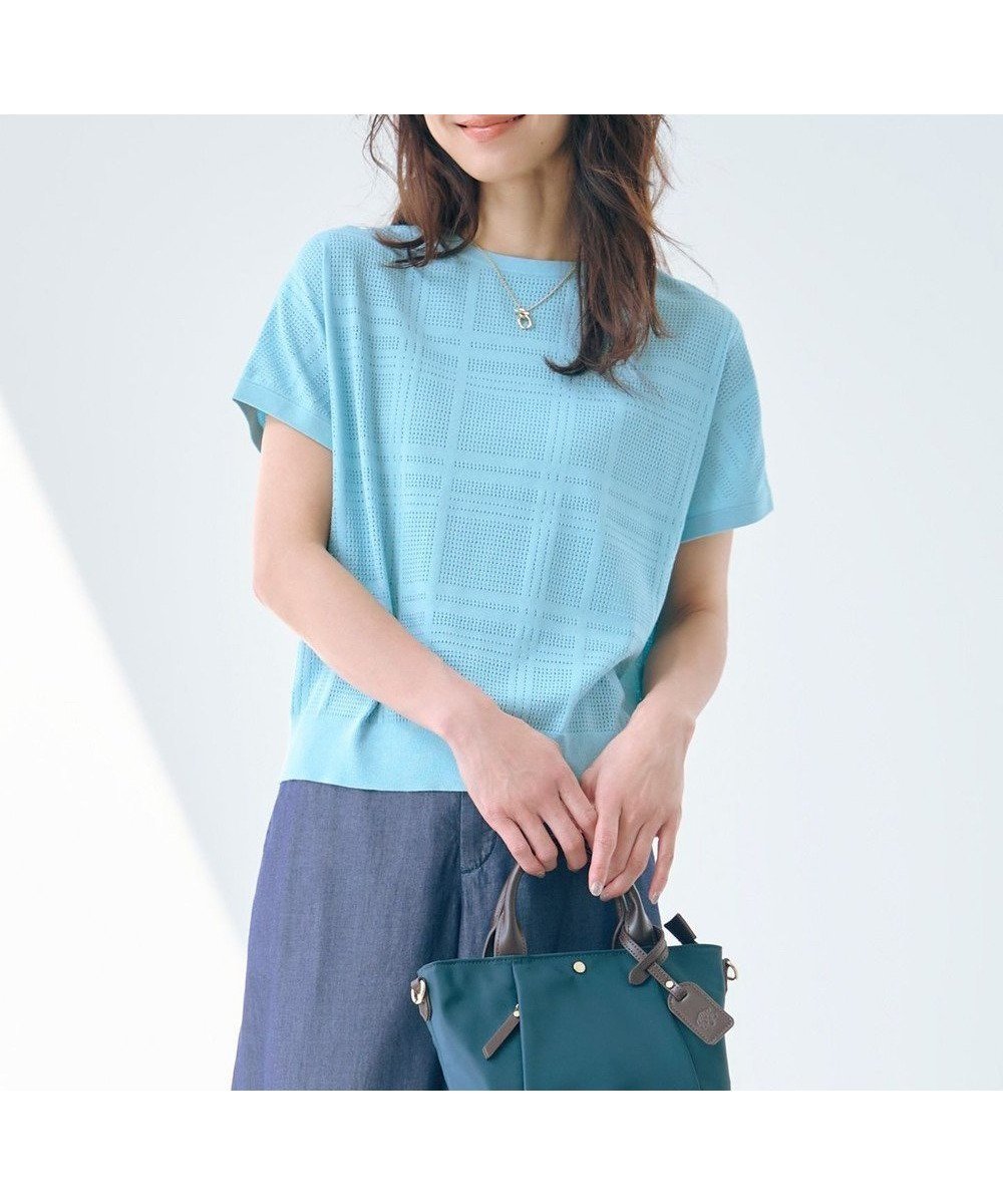 【ジェイ プレス/J.PRESS】の【洗える】メッシュ パターン ニット 人気、トレンドファッション・服の通販 founy(ファニー) 　ファッション　Fashion　レディースファッション　Fashion for Women　トップス・カットソー　Cut & Sew Tops　ニット　Knit Tops & Sweaters　春　Spring　洗える　Machine Washable　セーター　Sweater, Knitwear　チェック　Check, Plaid, Tartan　トレンド　Trend, Trending Now　パターン　Pattern, Design Print　メッシュ　Mesh, Net Fabric　S/S・春夏　SS, Spring/Summer, Warm Season　夏　Summer　 other-1|ID: prp329100004522937 ipo3291000000033403068