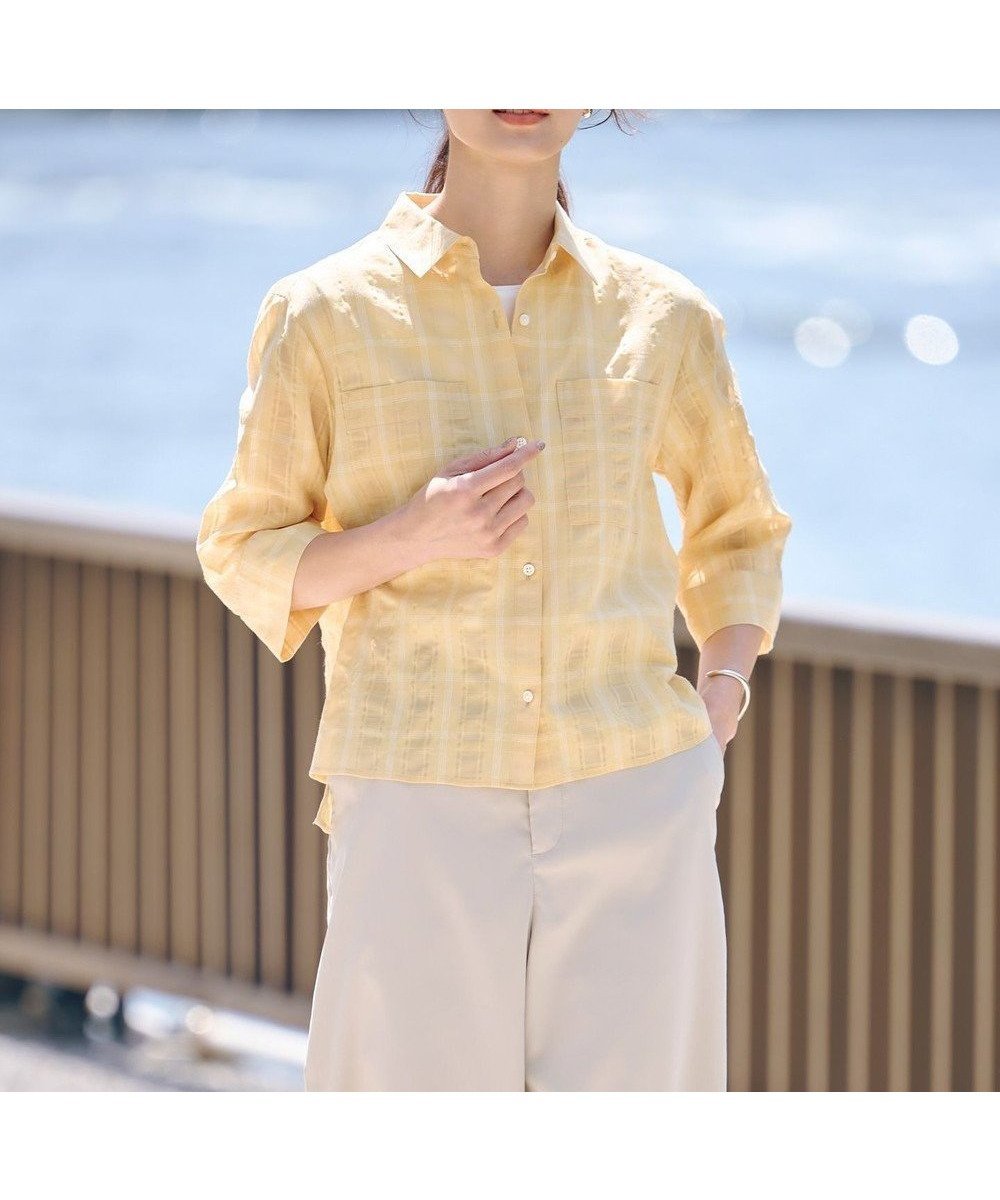 【ジェイ プレス/J.PRESS】の【洗える】SHEER チェック シャツ ブラウス 人気、トレンドファッション・服の通販 founy(ファニー) 　ファッション　Fashion　レディースファッション　Fashion for Women　トップス・カットソー　Cut & Sew Tops　シャツ・ブラウス・オフィスカジュアル　Elegant Blouses & Button-Ups　春　Spring　洗える　Machine Washable　シンプル　Simple, Minimal　チェック　Check, Plaid, Tartan　ポケット　Pocket, Pocket Detail　羽織　Haori, Light Jacket　ワイド　Wide, Wide Fit　S/S・春夏　SS, Spring/Summer, Warm Season　夏　Summer　 other-1|ID: prp329100004522966 ipo3291000000033629972