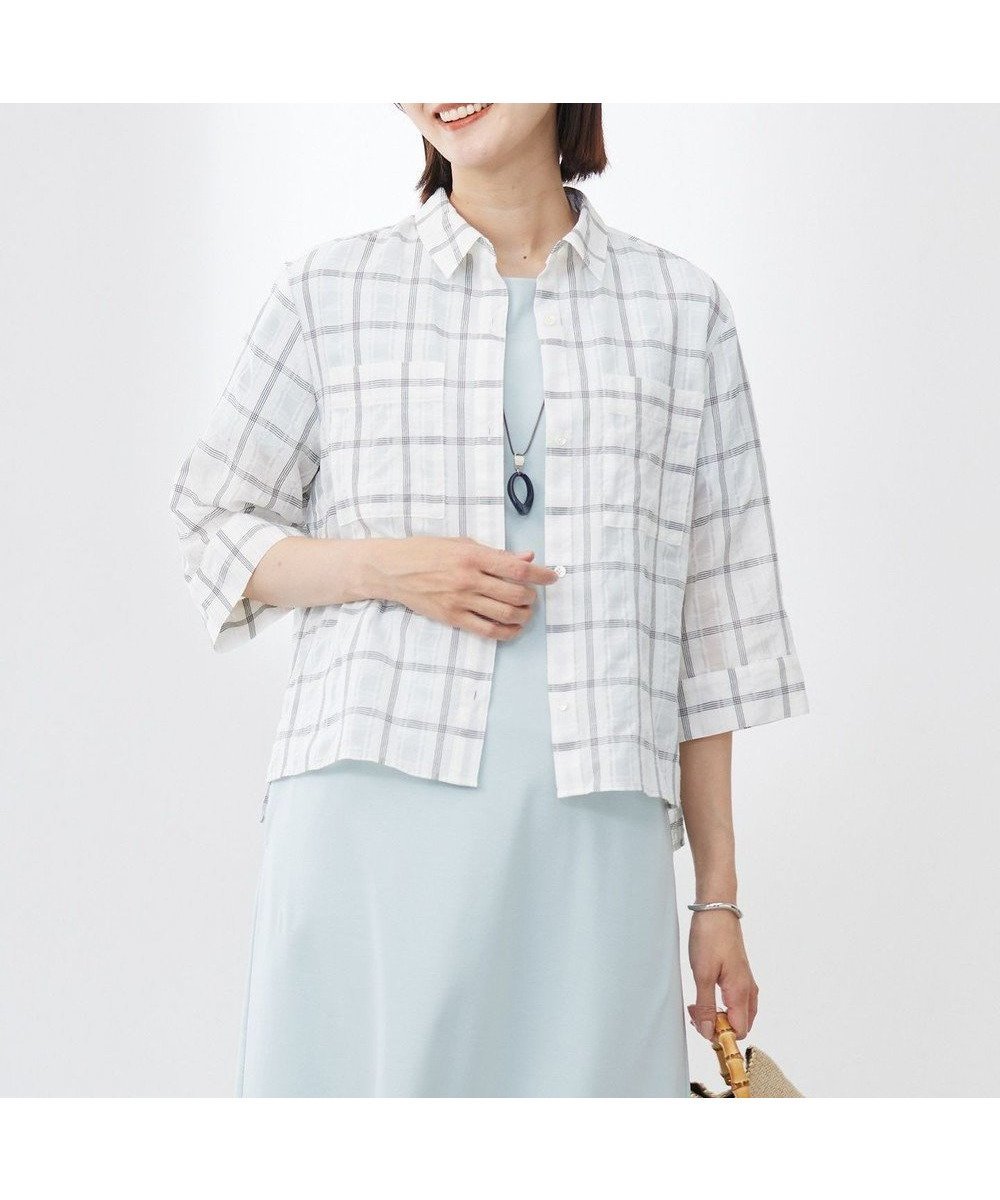 【ジェイ プレス/J.PRESS】の【洗える】SHEER チェック シャツ ブラウス インテリア・キッズ・メンズ・レディースファッション・服の通販 founy(ファニー) 　ファッション　Fashion　レディースファッション　Fashion for Women　トップス・カットソー　Cut & Sew Tops　シャツ・ブラウス・オフィスカジュアル　Elegant Blouses & Button-Ups　春　Spring　洗える　Machine Washable　シンプル　Simple, Minimal　チェック　Check, Plaid, Tartan　ポケット　Pocket, Pocket Detail　羽織　Haori, Light Jacket　ワイド　Wide, Wide Fit　S/S・春夏　SS, Spring/Summer, Warm Season　夏　Summer　ホワイト×ブラック系|ID: prp329100004522966 ipo3291000000033629974