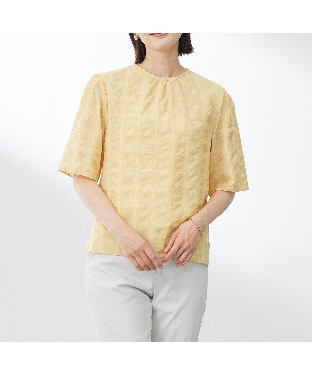 【ジェイ プレス/J.PRESS】の【洗える】SHEER チェック フレアスリーブ ブラウス インテリア・キッズ・メンズ・レディースファッション・服の通販 founy(ファニー) 　ファッション　Fashion　レディースファッション　Fashion for Women　トップス・カットソー　Cut & Sew Tops　シャツ・ブラウス・オフィスカジュアル　Elegant Blouses & Button-Ups　春　Spring　洗える　Machine Washable　ギャザー　Gathered, Ruffled　クラシック　Classic, Timeless Style　スリーブ　Sleeve, Long Sleeve / Short Sleeve　チェック　Check, Plaid, Tartan　バランス　Balance, Style Balance　フレア　Flare, Flared　ワイド　Wide, Wide Fit　S/S・春夏　SS, Spring/Summer, Warm Season　夏　Summer　エレガント 上品　Elegant　マリーゴールド系|ID: prp329100004522968 ipo3291000000031993847