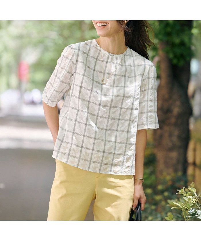 【ジェイ プレス/J.PRESS】の【洗える】SHEER チェック フレアスリーブ ブラウス インテリア・キッズ・メンズ・レディースファッション・服の通販 founy(ファニー) https://founy.com/ ファッション Fashion レディースファッション Fashion for Women トップス・カットソー Cut & Sew Tops シャツ・ブラウス・オフィスカジュアル Elegant Blouses & Button-Ups 春 Spring 洗える Machine Washable ギャザー Gathered, Ruffled クラシック Classic, Timeless Style スリーブ Sleeve, Long Sleeve / Short Sleeve チェック Check, Plaid, Tartan バランス Balance, Style Balance フレア Flare, Flared ワイド Wide, Wide Fit S/S・春夏 SS, Spring/Summer, Warm Season 夏 Summer エレガント 上品 Elegant |ID: prp329100004522968 ipo3291000000032289178