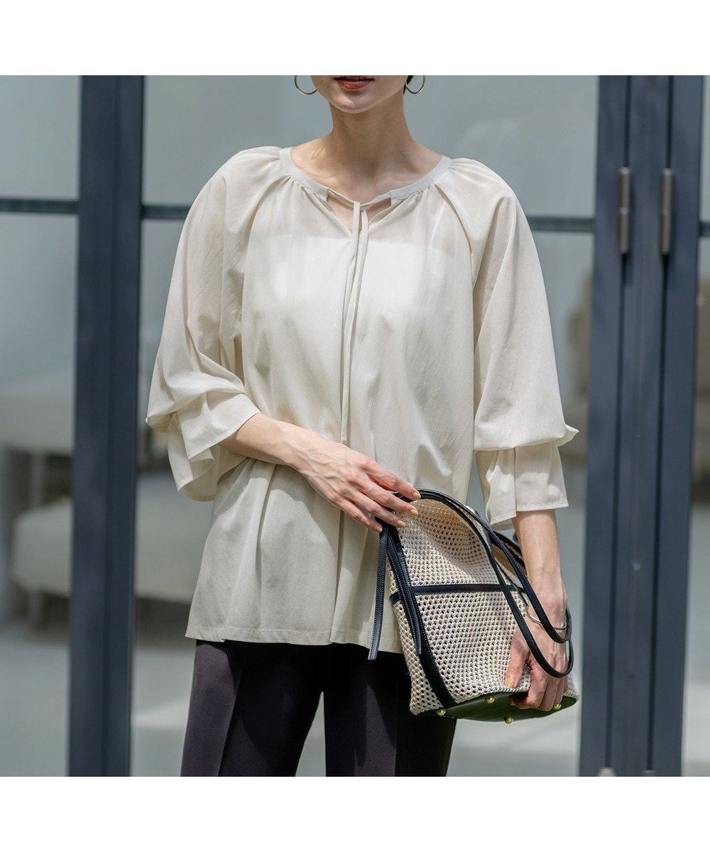 【23区/NIJYUSANKU】の【洗える】クリアトリコットジャージー ギャザーデザイン カットソー 人気、トレンドファッション・服の通販 founy(ファニー) 　ファッション　Fashion　レディースファッション　Fashion for Women　トップス・カットソー　Cut & Sew Tops　シャツ・ブラウス・オフィスカジュアル　Elegant Blouses & Button-Ups　ロングTシャツ・Tシャツ　Longline T-Shirts & Tees　カットソー・ベーシックTシャツ　Cut-and-Sewn Tops / Stretch Tees & Basics　2025年　2025　2025春夏・S/S　Spring/Summer 2025 SS25　カットソー　Cut and Sewn Top　ギャザー　Gathered, Ruffled　スリーブ　Sleeve, Long Sleeve / Short Sleeve　フォルム　Silhouette, Form　フリル　Frill, Ruffle　ベーシック　Basic, Essential　夏　Summer　春　Spring　S/S・春夏　SS, Spring/Summer, Warm Season　洗える　Machine Washable　 other-1|ID: prp329100004522973 ipo3291000000035709109