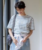 【23区/NIJYUSANKU】の【洗える】シアーフライスボーダー Tシャツ オフ×ライトセージ|ID:prp329100004522975