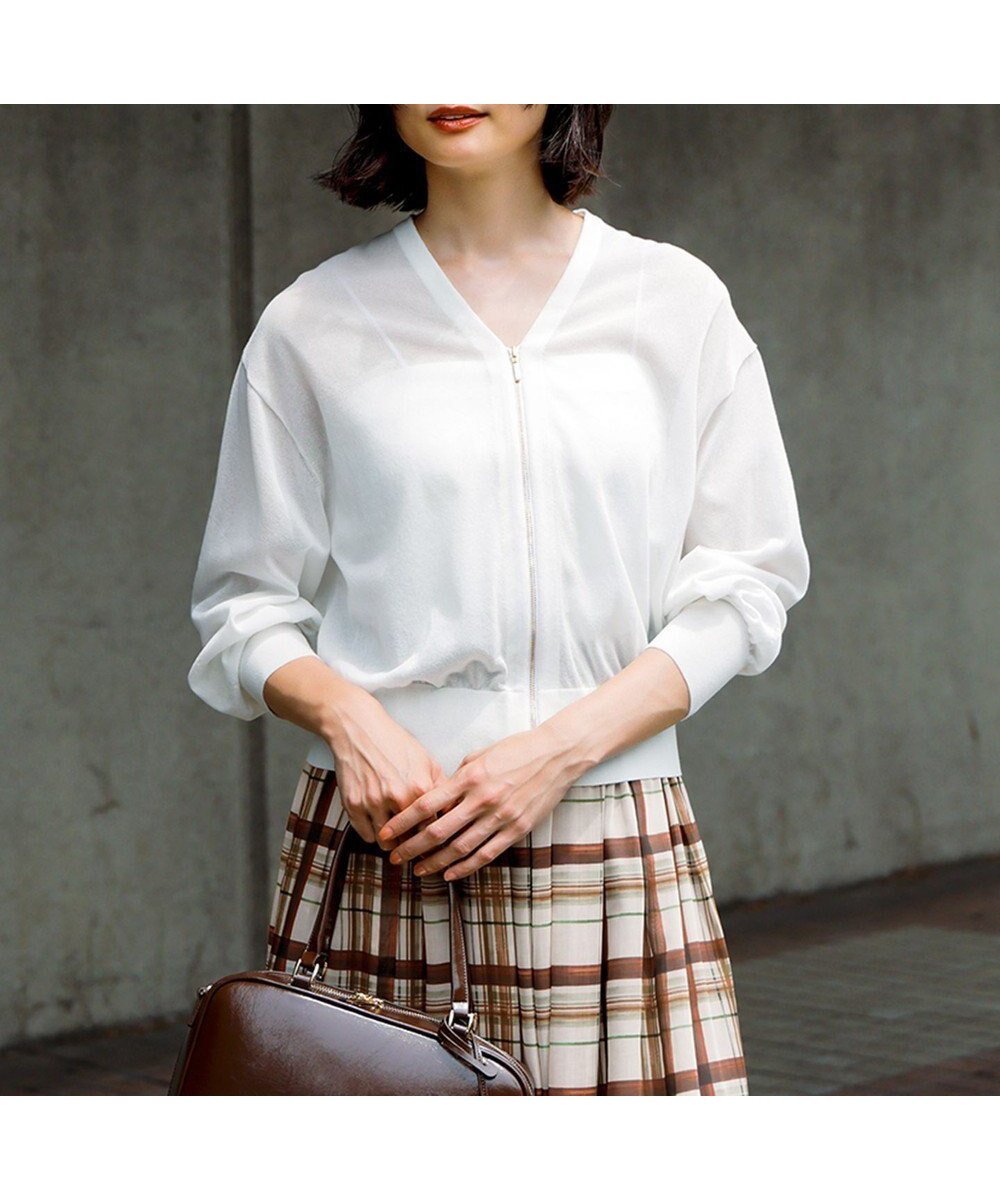 【23区/NIJYUSANKU】の【洗える】ライトシアーニット ブルゾン 人気、トレンドファッション・服の通販 founy(ファニー) 　ファッション　Fashion　レディースファッション　Ladies' Fashion Online　アウター　Coat Outerwear　ジャケット　Jackets　ブルゾン　Blouson/Jackets　インド　India　春　Spring　洗える　Washable　シアー　Sheer　ジャケット　Jacket　スリーブ　Sleeve　ツイスト　Twist　長袖　Long Sleeve　ハーフ　Half　ブラウジング　Browsing　ブルゾン　Blouson　S/S・春夏　Ss・Spring/Summer　おすすめ　Recommend　夏　Summer　エレガント 上品　Elegant　2025年　2025　2025春夏・S/S　Ss,Spring/Summer,2025　 other-1|ID: prp329100004522982 ipo3291000000032429202